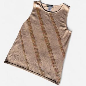 Russell Kemp brown silk tank top with multicoloured stripes